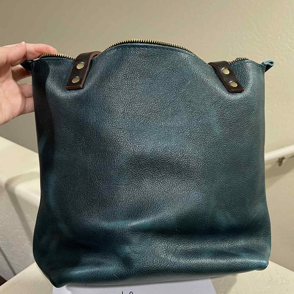 Portland leather goods, small zip tote lagoon - Picture 2 of 4